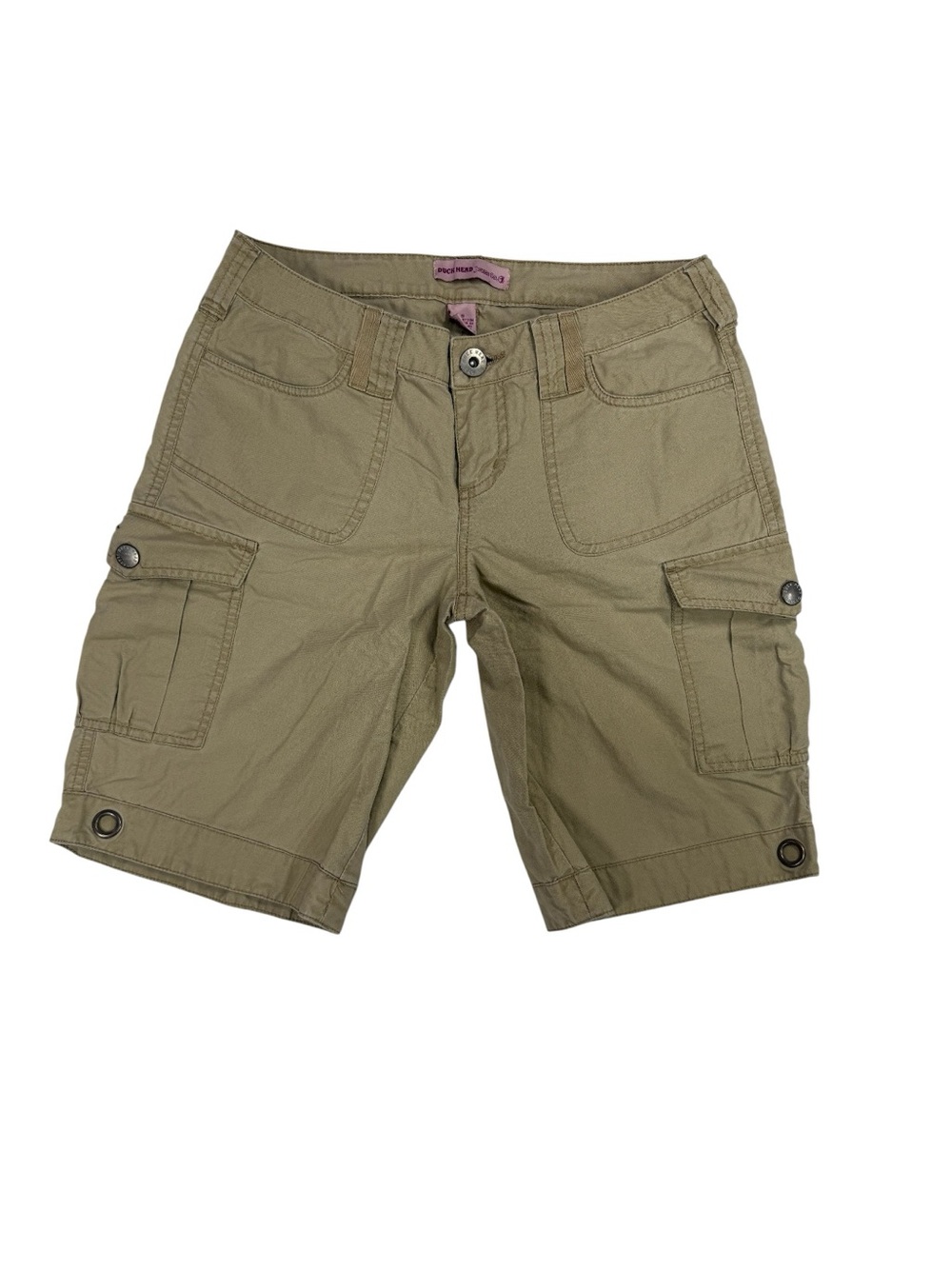 Duck Head Jeans Co Womens Size 3 Olive Cargo Bermuda Shorts Y2K Utility